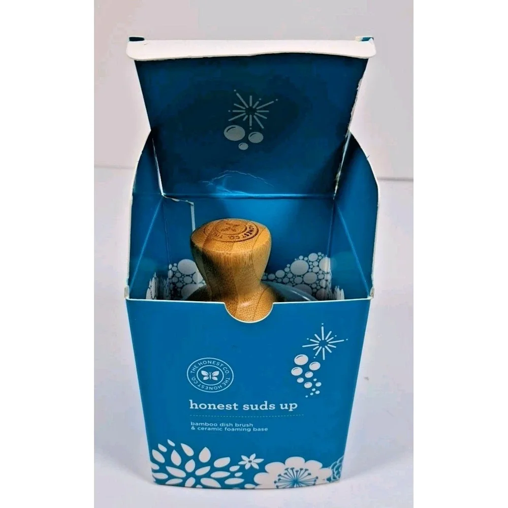 The Honest Co Honest Suds Up Bamboo Dish Brush and Ceramic Foaming Base New